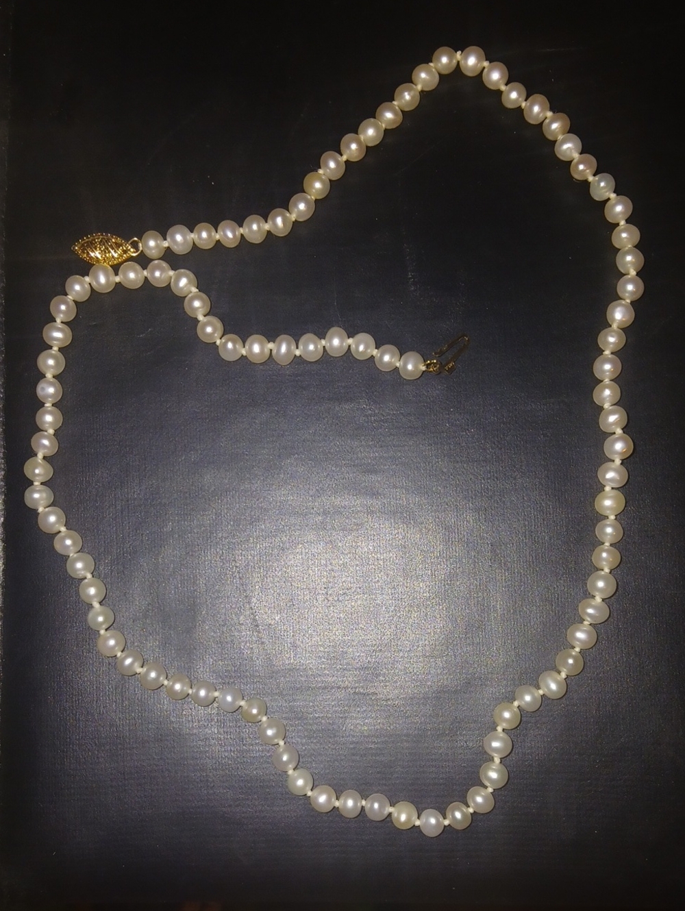 Akoya Pearl Strand Necklace - White Pearls with Gold Clasp 14k